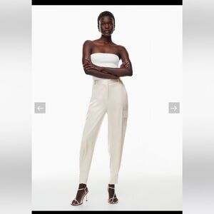 ARITZIA Babaton Beige Silky Cargo Pants with Ankle Detail